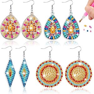 Creativo cerchio rotondo colorato trapano pittura diamante orecchini orecchio gioielli fai da te fatti a mano pittura diamante orecchini del partito - Product Image 1