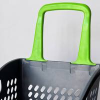 Panier de courses à roulettes renforcé de 60 L avec poignée longue, en plastique durable, pour les centres commerciaux