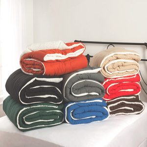 European Alpaca Sherpa 3pc Winter Comforter White Lamb <strong>Wool</strong> Filling <strong>Quilt</strong> with Sherpa Blankets Elegant <strong>Quilt</strong> Collection - Product Image 2