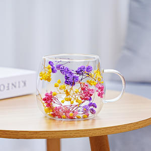 Taza de vidrio de doble capa, de alta estética, taza de té de vidrio de borosilicato, taza de flores de doble capa - Product Image 6