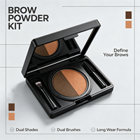 Poudre à sourcils 3D naturelle compacte avec miroir intégré, deux tons bruns estompables, avec pinceaux assortis, logo personnalisé