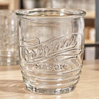 Verre à eau en verre Mason transparent de 380 ml avec base filetée, gobelet gaufré pour thé glacé, limonade, cocktail, articles de bar en gros, OEM