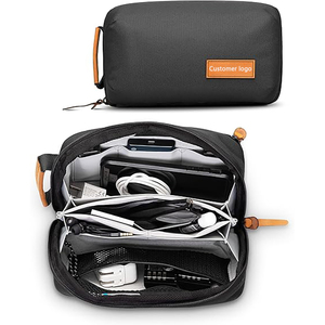<b>Tech</b> <b>Bag</b> Organizer - Small Electronics Organizer Pouch for Travel - Premium Travel Case with Leather Accents - Product Image 1
