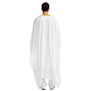 Factory Ready Stock Men's Open <strong>Abaya</strong> TH834 Arabic Wool Embroidered Long-Sleeved Robe Gold Beads <strong>Chiffon</strong> Overlay Four Thawb - Product Image 4