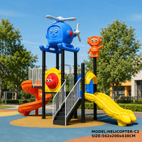 Équipement de terrain de jeux pour enfants, toboggan en spirale en forme d'hélicoptère, toboggan ondulé jaune, ensemble de parc d'attractions