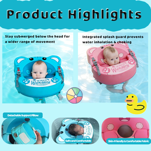Flotador de cuello WaterDream Blue QQ para bebé recién nacido, de PVC y espuma EPE, flotador de natación para bebé de 0 a 6 meses, portátil, con soporte de seguridad para la entrepierna, para niños - Product Image 3