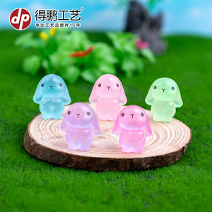 Cute Droopy Eared Bunny Resin Doll Miniature <b>Ornament</b> For Desk <b>Car</b> Decor Easter Gift Green Blue Pink Purple Compact Modern Style - Product Image 4