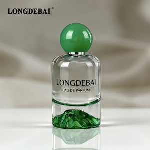 Flacons de parfum ronds en verre avec logo personnalisé, design Volcan Doré, vides, 30ml, 50ml, 100ml, avec bouchon à bille en plastique - Product Image 3