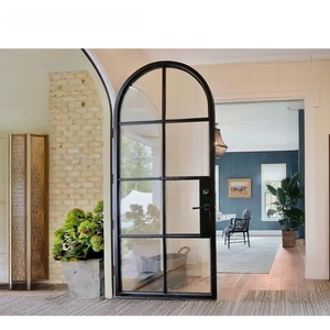 Puerta Francesa de Doble Hoja Zonle con Rejilla, Vidrio Esmerilado de una Sola Hoja, Interior de Aluminio con Cerradura, Puertas Batientes - Product Image 3