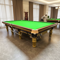 Table de billard pliante de luxe pour la maison, style anglais, 12 pieds, avec plateau en ardoise, pieds dorés en bois massif et coussin en ardoise pour billard de snooker