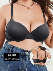 Proveedor Mayorista de Sujetadores para Mujer, Tallas Grandes, Cierre Trasero, Diseño de Encaje Francés, Lencería, Sujetadores Push-Up que Realzan la Figura, Amigables con la Piel - Product Image 1