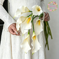 Lys Calla artificiel grand format en EVA effet naturel Bourgogne, tige unique, pour bouquet de mariage et décoration florale