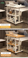 Mesa Plegable para Portátil Wayon con Altura Ajustable, Ruedas y Estante de Almacenamiento, Escritorio Portátil para Dormitorio u Oficina