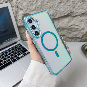 เคสโทรศัพท์แม่เหล็กเลเซอร์ไล่สีรุ้งสำหรับ Samsung 26 ultra S25 S24 FE A Series  แบบนีออนไล่เฉดสี  ขอบกันกระแทก  ฝาหลังแบบ IMD  ผิวสัมผัสแบบฟรอสติ้ง - Product Image 5