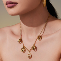 Ensemble de bijoux collier et bracelet en acier inoxydable avec fermoir nez de cochon et pendentif zircon - Cadeau tendance pour femme pour les soirées