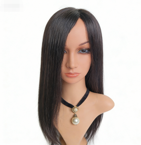 Perruque de luxe en cheveux humains de 16 pouces, longue et lisse, à clipser, légère, noire et brune, respirante, livraison rapide, brillante - Product Image 1