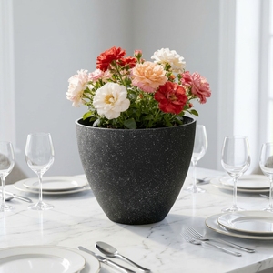 Pots de plantes en plastique imitation pierre écologiques avec revêtement en poudre résistant aux intempéries, jardinières et pots d'intérieur avec trous de drainage - Product Image 1