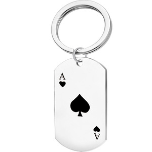 New <b>playing</b> <b>card</b> stainless steel military brand keychain high-end niche necklace pendant jewelry - Product Image 2