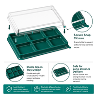 Boîte à sushi, salade ou gâteau en plastique transparent PET à 6 compartiments, couvercle personnalisable, modèle CF-30, emballage alimentaire