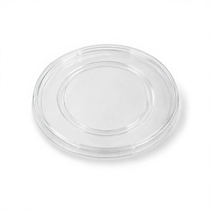 Tapa plana de PET transparente de 80 mm de diámetro sin orificio para pajita, gama de tapas de PET por mayor para combinar con vasos y recipientes de PET - Product Image 2