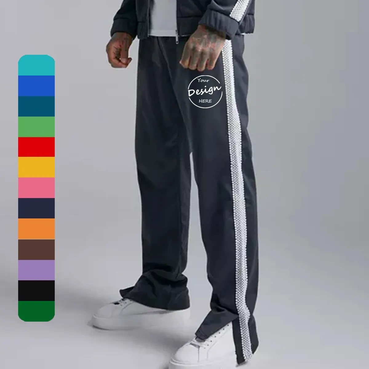 Однотонные расклешенные спортивные штаны с принтом на заказ, свободные хлопковые штаны в стиле хип-хоп для тренировок и бега, мешковатые расклешенные штаны для мужчин