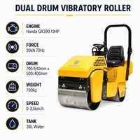 Compacteur vibrant autoporté Honda GX390 13HP 20kN 70Hz 700/540mm 790kg pour asphalte et sol