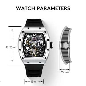 Hot Selling <b>Custom</b> Waterproof Rubber <b>Watch</b> Luxury Fashion Sports Shape Hollow <b>Automatic</b> Mechanical High End Barreling <b>Watches</b> - Product Image 2