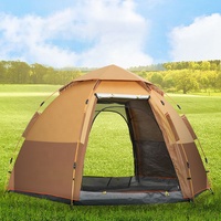 Tente de camping automatique économique pour 4 personnes, double couche, en tissu Oxford, avec deux chambres, grand dôme, protection solaire, trois saisons