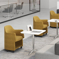 Chaise de bureau à dossier moyen avec roulettes, fauteuil de conférence et de réception, chaise de formation avec tablette d'écriture