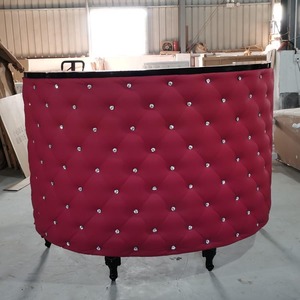 RD02 Bancone Reception Curvo in Velluto <span class=keywords><strong>Rosso</strong></span> Trapuntato per Salone di Bellezza, Vendita Calda - Product Image 4