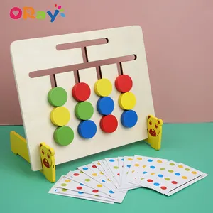 Doppelseitiges Pairing-Matching-Spiel mit vier Farben und Früchten mit Karten für Kinder Trainings spielzeug Montessori Education Wooden Wood