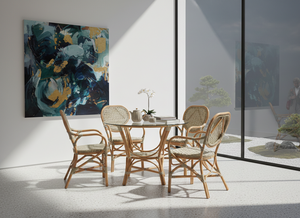 Ensemble de salle à manger en rotin Jamaica Bistro, table et chaises modernes et élégantes pour hôtels et salles à manger à domicile, confortables et élégantes - Product Image 2