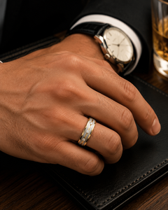 Anelli di Coppia JLM Premium in Acciaio al Titanio Sabbiato con Zirconi Incastonati a Forma di U, Fedi Nuziali per Uomo e Donna, Modello A264 - Product Image 5
