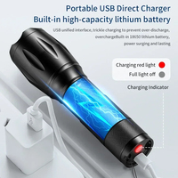 Lampe de poche multifonction Portable Rechargeable torche quatre couleurs lumière d'urgence extérieure pour la pêche Camping chasse photographie