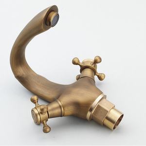 Antique baignoire <span class=keywords><strong>robinet</strong></span> de lavabo <span class=keywords><strong>double</strong></span> chaud et froid <span class=keywords><strong>robinet</strong></span> en cuivre - Product Image 2