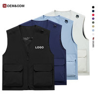 Chaleco Utilitario Multibolsillos para Hombre y Mujer, Sin Mangas, Transpirable, de Poliéster para Invierno, con Cierre, Logotipo Personalizado OEM, Ropa de Trabajo para Exteriores