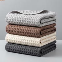 Serviettes de cuisine en microfibre gaufrée super absorbantes, sans peluches, épaisses, pour le nettoyage des meubles et des cafetières (vente en gros)