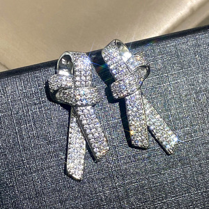 Orecchini Pendenti a Fiocco per Donne, Scintillanti Orecchini a Forma di Papillon, Gioielli di Moda per Uso Quotidiano e Feste - Product Image 5