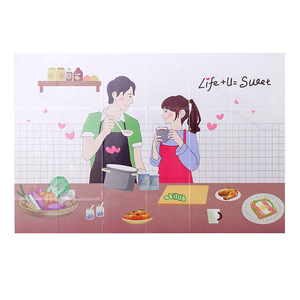Autocollant de cuisine anti-graisse en PET, motif dessin animé, en feuille d'aluminium, imperméable, résistant à la chaleur, décoration murale rectangulaire pour la maison - Product Image 5