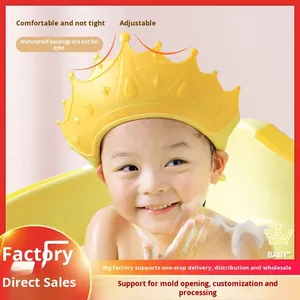 Gorro de champú con forma de corona para bebés y niños, gorro para lavar el cabello, evita que se moje el cabello y los oídos, gorro de baño ajustable, regalo de cumpleaños - Product Image 3