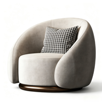 Fauteuil décontracté de luxe léger, inspiré des designers, en tissu nordique, pivotant, une place, pieds en bois, haute élasticité, pour salons