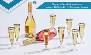 Flûtes à <span class=keywords><strong>Champagne</strong></span> en plastique, 2 pièces, 5OZ, avec bord pailleté doré, gobelets jetables de qualité supérieure, idéal pour la fête - Product Image 6