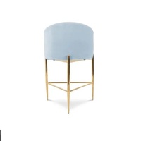 Chaise de comptoir en velours, tabouret de Bar en acier inoxydable, de luxe, bleu ciel, pour fête, maison et Club