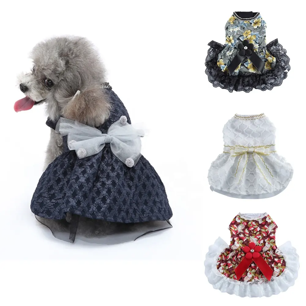 Pet Clothes Dog Wedding Dress Tailcoat Cat Dog Pet Evening Dress Polyester Pet Outfits Puppy Holiday Party Costumes
