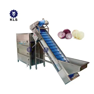 KLS mesin pemotong akar bawang lengkap, mesin pemotong bawang Industri garis pengolahan bawang