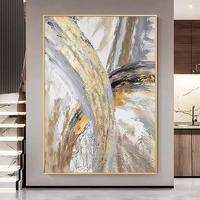 Art mural Décoration intérieure Luxe Grande œuvre d'art abstraite en feuille d'or Artisanat artisanal Or 100% Peint à la main Toile moderne Emballage personnalisé Fait à la main