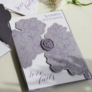 ซองการ์ดเชิญทำจากกระดาษฝ้ายพิมพ์ลายวานิลลา ตัดแบบไดคัท รูปทรงพิเศษ พิมพ์แบบเลตเตอร์เพรส การ์ดอวยพรแบบกำหนดเอง - Product Image 3