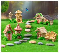 Fées miniatures bienvenue fée jardin Kit résine chaise souche d'arbre champignon panneaux routiers boîte aux lettres pierre 3D maison mignon Kawaii Figure