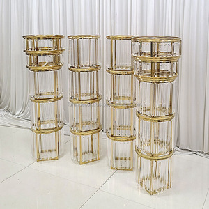 FURUN Centre de table de mariage de luxe Centre de table Or Pilier en acier inoxydable Fleur Stands Décor d'événement - Product Image 5