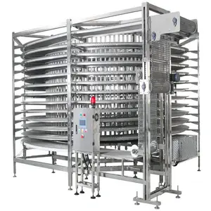 Fleksibel Spiral Pendingin Conveyor untuk Cookie Biskuit Hamburger Hotdog Roti Kue Peralatan Bakery